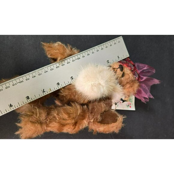 Sersha Jointed Teddy "Bonnie" Bear Serieta Harrell Mohair Fur Scarf Velvet Hat - Picture 12 of 13